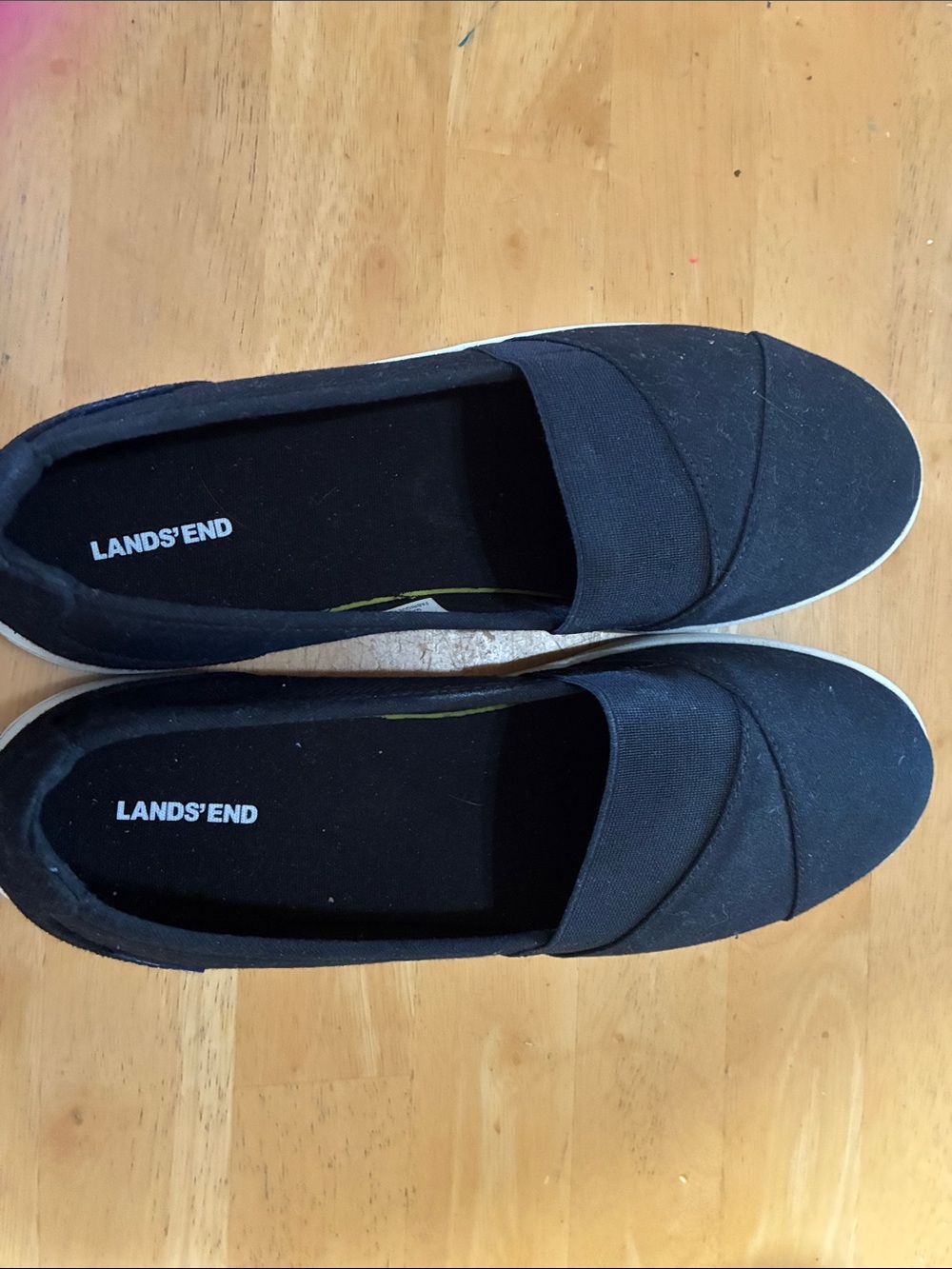 Lands' End Black Canvas Slip-On Loafers 
NWOT